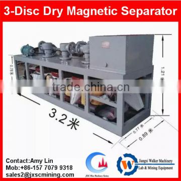 tin/tungsten/coltan/iron ore enrichment machine, 3pcs disc belt type dry magnetic separator