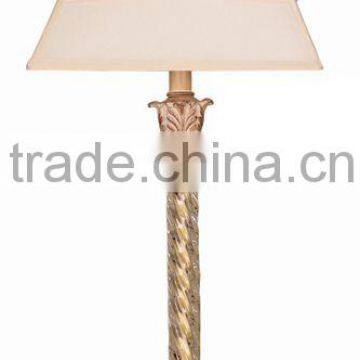 Golden silver traditional glass buffet table lamp and sash lampshade