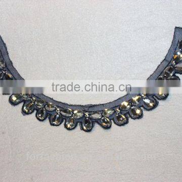 Acrylic Bead Embellishments Beaded Neck Trim Beaded Neck Patch