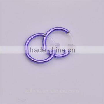 Indian Purple Clip On Spring Hoop earring with plastic clip