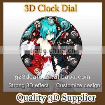 custom lenticular 3d wall clock panel of cartoon