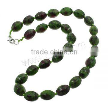 Ruby in Zoisite Necklace, zinc alloy lobster clasp, Oval, natural