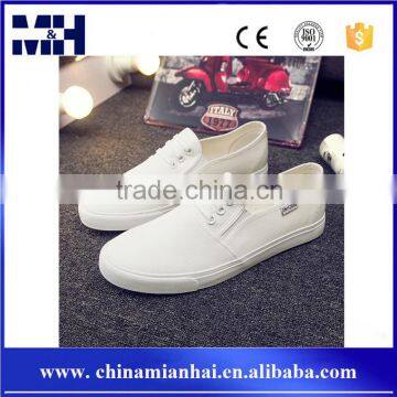 Hot sale fashion low cut men white no lace canvas shoes