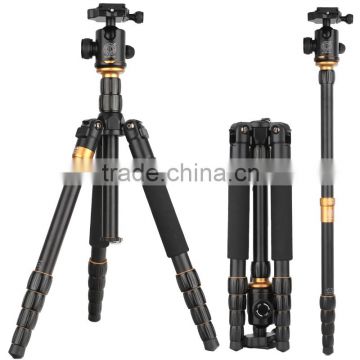 Q666 Flexible Camera photo Tripod with Universal 1/4-inch Tripod Screw Golden aluminum digital camera stand monopod with bag