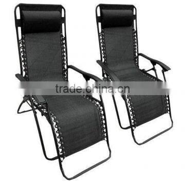 2016 new design Set of 2 Black Textoline Zero Gravity Reclining Garden Sun Lounger Chairs