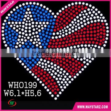 Heart American Flag Rhinestones Designs Templates Transfers