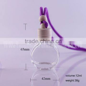 12ml Clear Round Mini Empty Glass Aroma Vial Pendant Auto Perfume Bottles