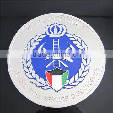 Blue Painting Metal Coin / Nickel Plated Custom Challenge Coin / Custom Engraved Silver Coin