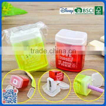 Wholesale professional plastic pencil sharpener with transparent cover for school