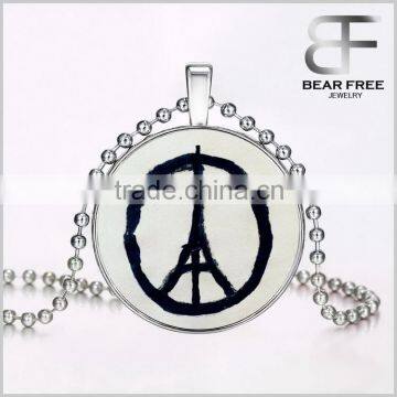 Fire Peace Sign Jewelry Glowing Pendant Necklace Glow in the Dark Pendant Luminous Stone Beads Necklace