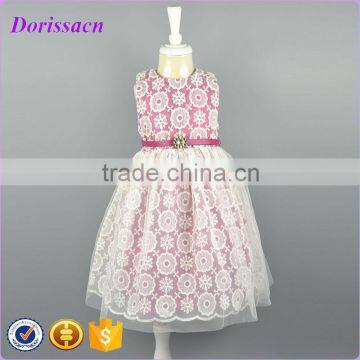 latest teen girls clothing summer sleeveless little kids party dresses organza lace dress 2016 with belt                        
                                                Quality Choice