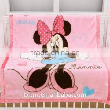 Cartoon 100% polyester coral fleece baby blanket baby bedding sets