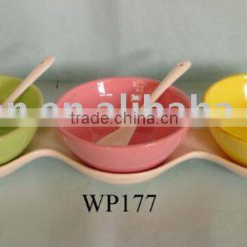 ceramic bowls wet with tray