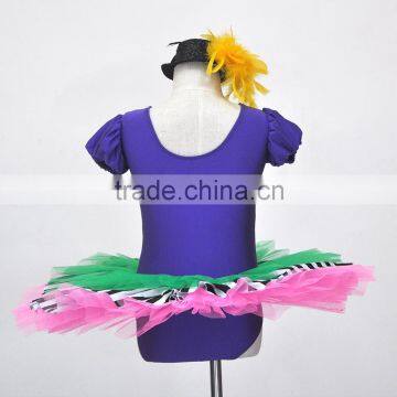 Kids Ballet Skirt, Short Sleeve Girls Camisole Ballet Tutu, Rainbow Stripe Princess Tutu Dress Kids Dancewear photo-3