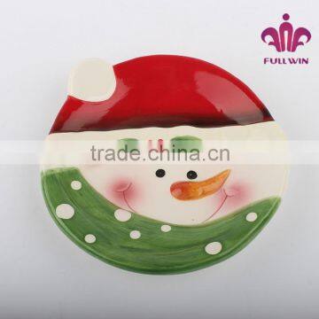 Christmas snowman custom logo ceramic plates dishes enamel dish olive dishes