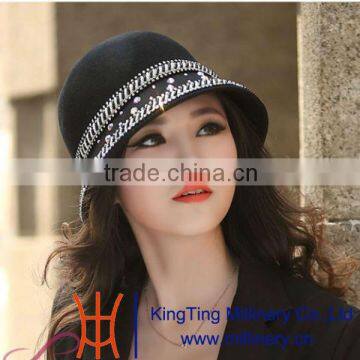 2014 New fashion elegant ladies cloche wool felt hat