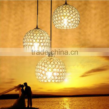 High Power 3 Arms Crystal Pendant Lamps 30W Restaurant Pendant Lighting