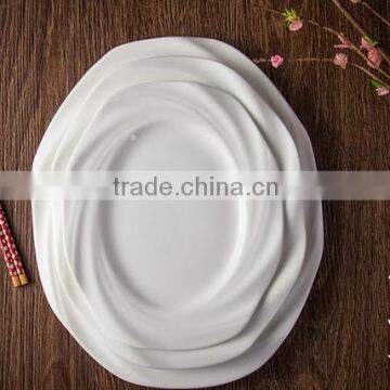 Ceramic special flower style white oval plate dish for restaurant hotel home