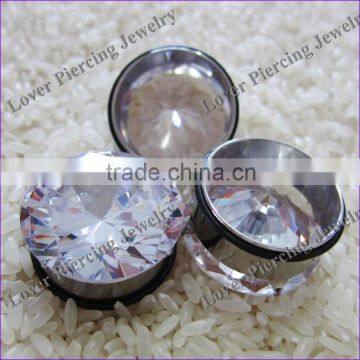 New Style Zircon High Polish Stainless Steel Ear Plug Tunnel Piercing [SS-P357]