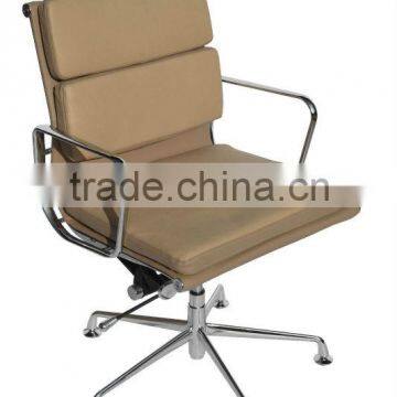 red color leather office chair without wheels