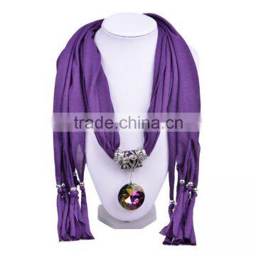 2016 Hot Sale Retail/wholesale 10 Different Colors Cotton Colorful Round Pendant Women Winter Scarf Necklace (SC150063) photo-3