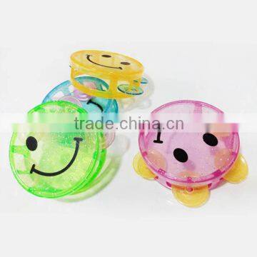 Smiling face plastic tambourine/tambourine toy for kids