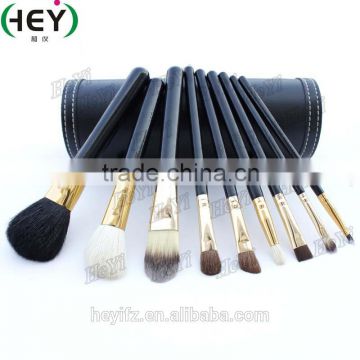 Hot Selling Travelling Synthetic Hair Black Makeup Brush Set With Cylinder