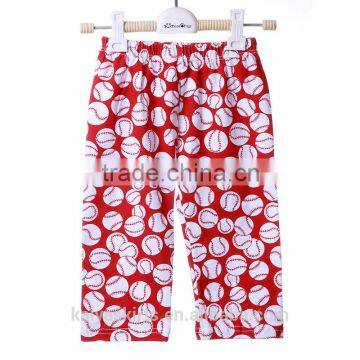 2016 wholesale boutique baseball patterned red stylish sport 3/4 kids pant summer