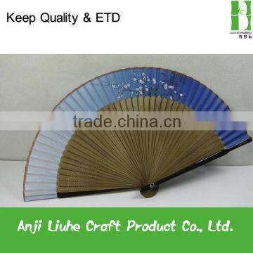 Beautiful lady bamboo cloth hand fan with plum blossom