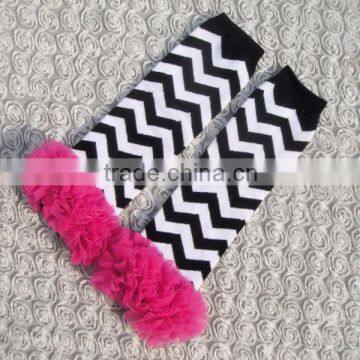 KP-LWR056 Black white chevron baby toddler leg warmer kids ruffle legging 2015