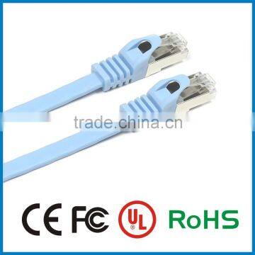 Blue Color 4 Pairs 32awg Copper Shielded Twisted Pair Cable Cat 6 Flat Patch Cord photo-2