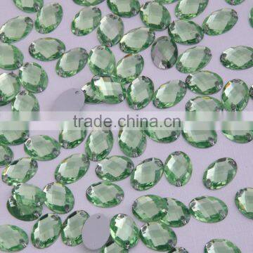 Fancy DTY Stitching Stones 10x14mm Oval Shape Sew On Acrylic Stones With Double Holes Plastic Stones With Holes