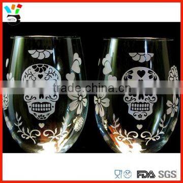 14oz, 16oz & 20oz Volume Available Wholesale Price Sugar Skull Wine Glass
