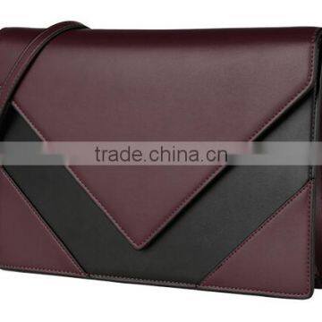 2016 HOT Design Fashion Lady Genuine Leather Envelope Clutch Bags With Color Matched Saffiano Leather Purse for Women