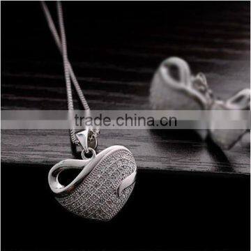 Simple Design Silver Color Broken Heart Pendant Necklace Stud Earring Jewelry Sets