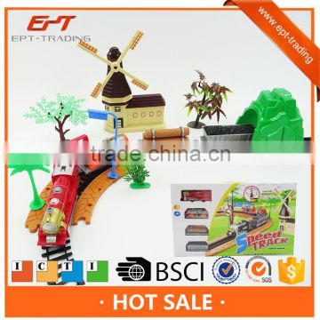 Kids battery operated plastic railway train speed track toy