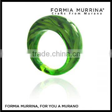 Green Lampwork Murano Glass Finger Rings for Men and Women