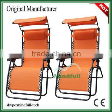 Wholesale Portable Orange Folding Zero Gravity Chair With Canopy and Table