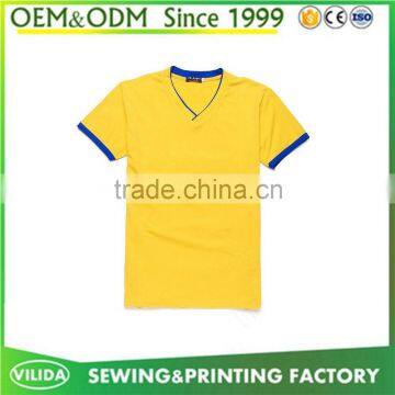 Cheap price men's 100% cotton t shirt new design mens V neck blank t shirt