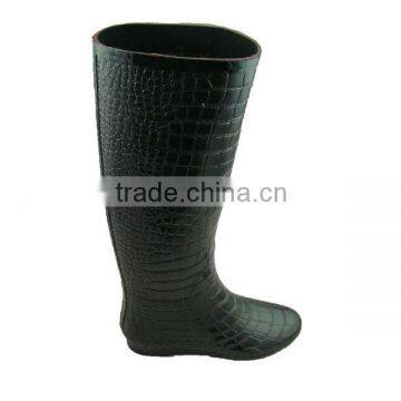 Crocodile grain fashion lady rubber rain boots