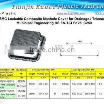 Square SMC Manhole Cover 450mm x 450mm B125 C250