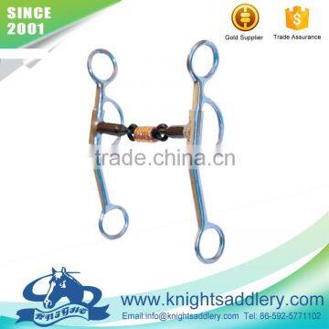 SS Loose Cheek Bit With Copper Rings Linked Jointed Mouth