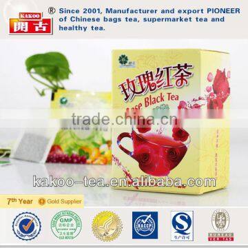 oem inhua paper envelope kakoo rose black flavored tea with string and tag