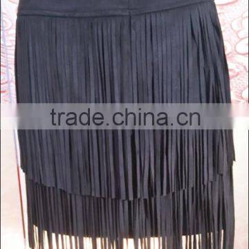 new model mature ladies fashionpopular sexy cognac faux suede fringe skirt