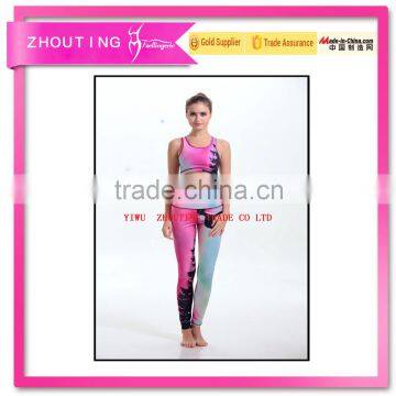 The new printing high-end non-trace leg high elastic sweatpants yoga running vest suits female