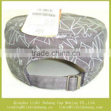 Cotton Twill Printed Army Hat, Scrawl Flat Top Cap Military Hat photo-3