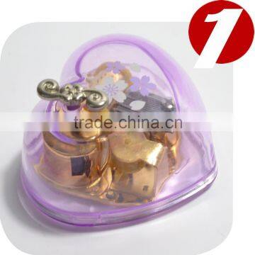 Mini transparent heart keychain key ring clockwork music box christmas song kinds of music
