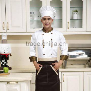 White Customized With Good Quality Double Breasted Cafe Chef Uniform