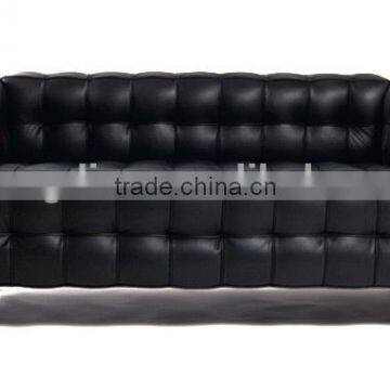 American style black leather sofa 3 seater modern lobby sofa design