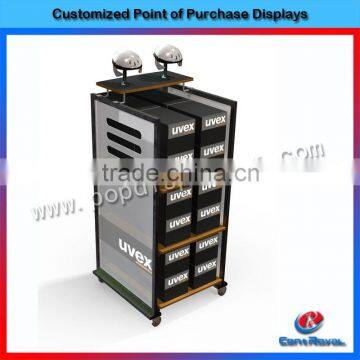 China Supplier Flooring Wood Display Rack Stand for Helmets
